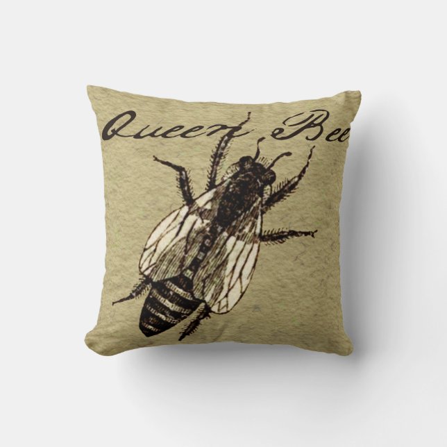 Queen Bee Wildlife Flying Bug Insect Cushion (Front)