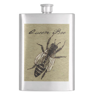 Queen Bee Wildlife Flying Bug Insect Hip Flask