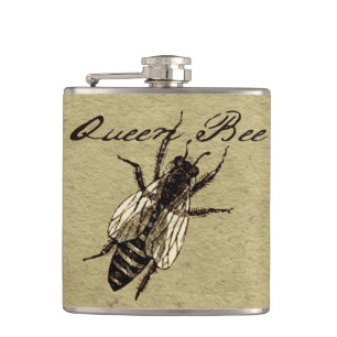 Queen Bee Wildlife Flying Bug Insect Hip Flask