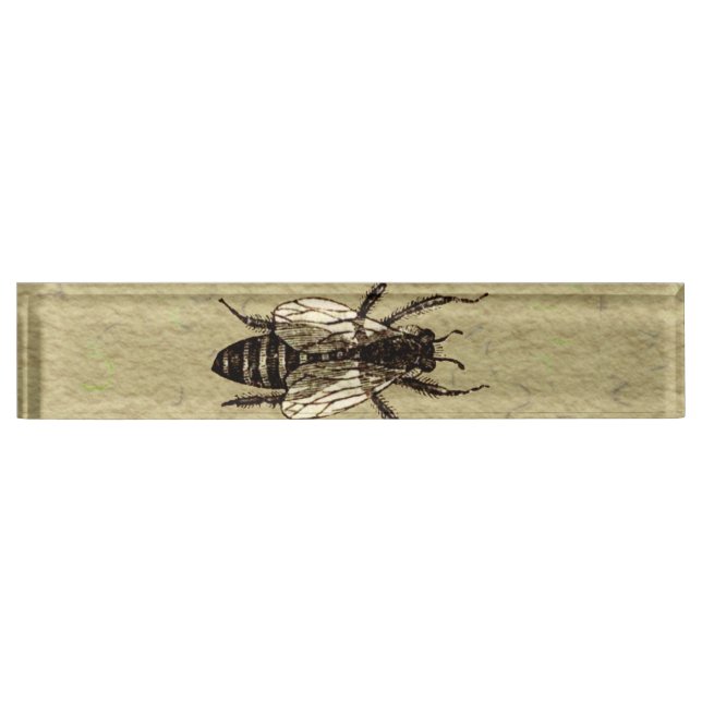 Queen Bee Wildlife Flying Bug Insect Nameplate (Front)