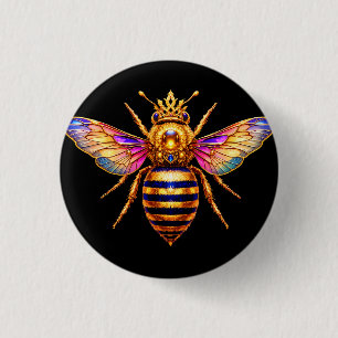 Queen Bee With Crown 3 Cm Round Badge