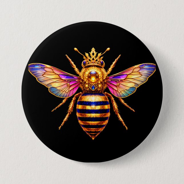 Queen Bee With Crown 7.5 Cm Round Badge (Front)