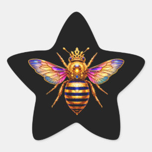 Queen Bee With Crown Star Sticker