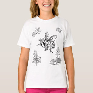 Queen Bee with Flowers Back Wings by Sonja A.S. T-Shirt