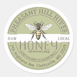 Queen Bee with Infant Warning Pure Raw Honey Label