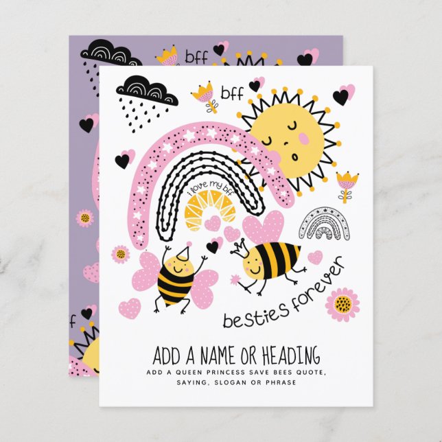 Queen Bees Best Friends Forever Cute BFF Girls (Front/Back)