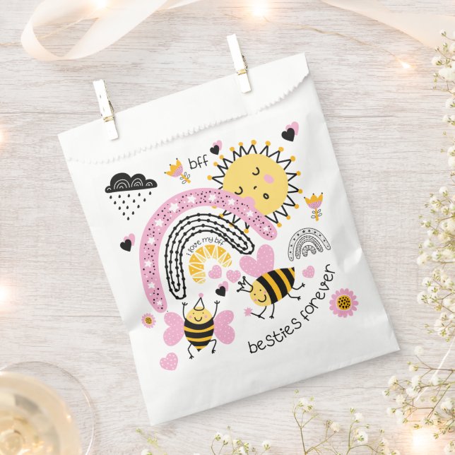 Queen Bees Best Friends Forever Cute BFF Girls Favour Bag (Clipped)
