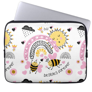 Queen Bees Best Friends Forever Cute BFF Girls Laptop Sleeve