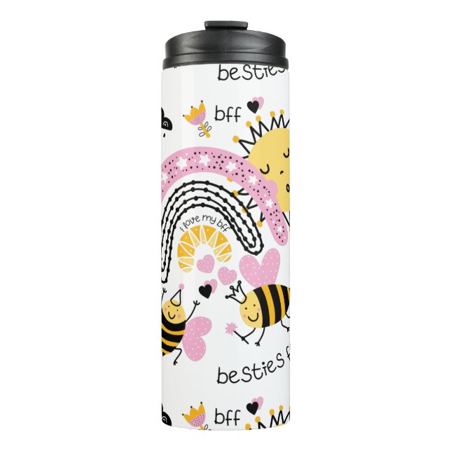 Queen Bees Best Friends Forever Cute BFF Girls Thermal Tumbler (Front)