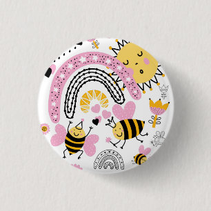 Queen BEES Cute BFF, Baby Girl, Girly Gifts Pink 3 Cm Round Badge