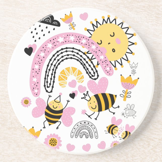Queen BEES Cute BFF, Baby Girl, Girly Gifts Pink Coaster (Front)