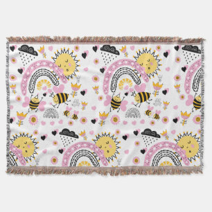 Queen BEES Cute BFF, Baby Girl, Girly Gifts Pink Throw Blanket