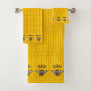 Queen Bees with Crowns  Bath Towel Set