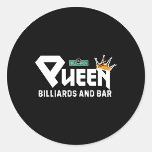 Queen Billiards And Bar Vintage Pool Player Funny Classic Round Sticker