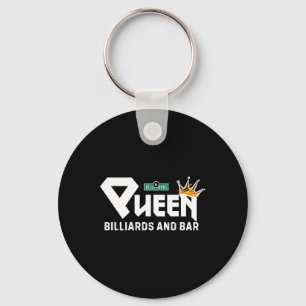 Queen Billiards And Bar Vintage Pool Player Funny Key Ring