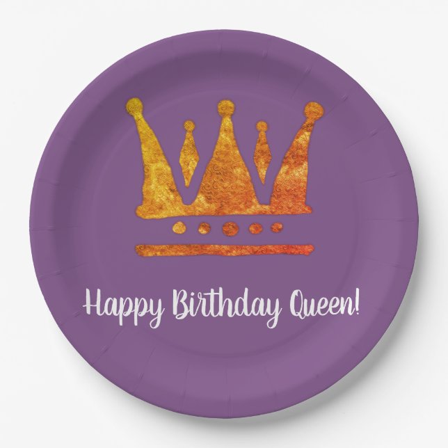 Queen Birthday Custom Paper Plates (Front)