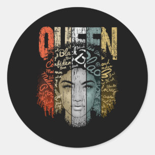 Queen Black Girl African Heritage Women Black Hist Classic Round Sticker