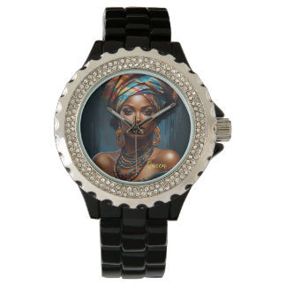 Queen Black Leather Watch