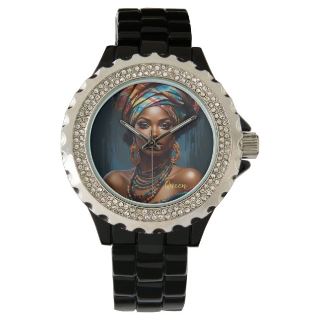 Queen Black Leather Watch (Front)