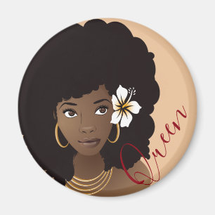 Queen, Black Woman with a Flower in Her Hair Magnet