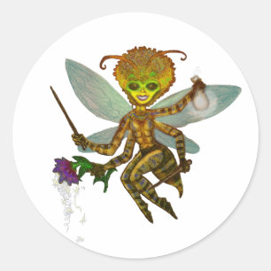 queen bumble bee classic round sticker