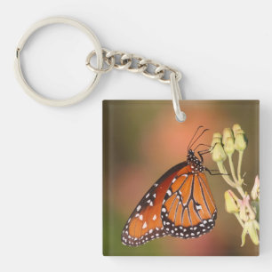 Queen butterfly on a branch key ring