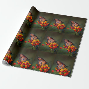 Queen Butterfly on Tropical milkweed Wrapping Paper