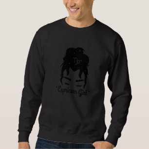 Queen Capricorn Girl Messy Bun Zodiac Symbol Sign  Sweatshirt