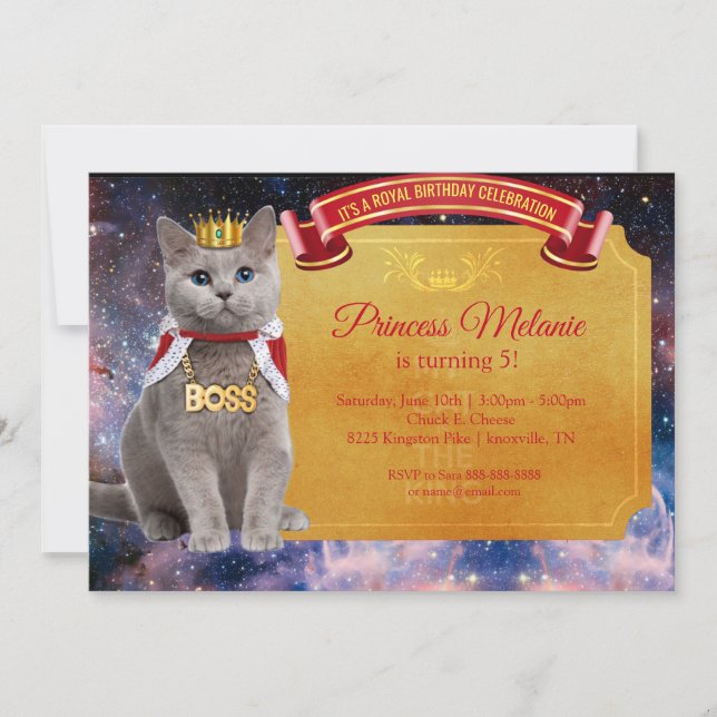 Queen Cat Gold Invitation (Front)