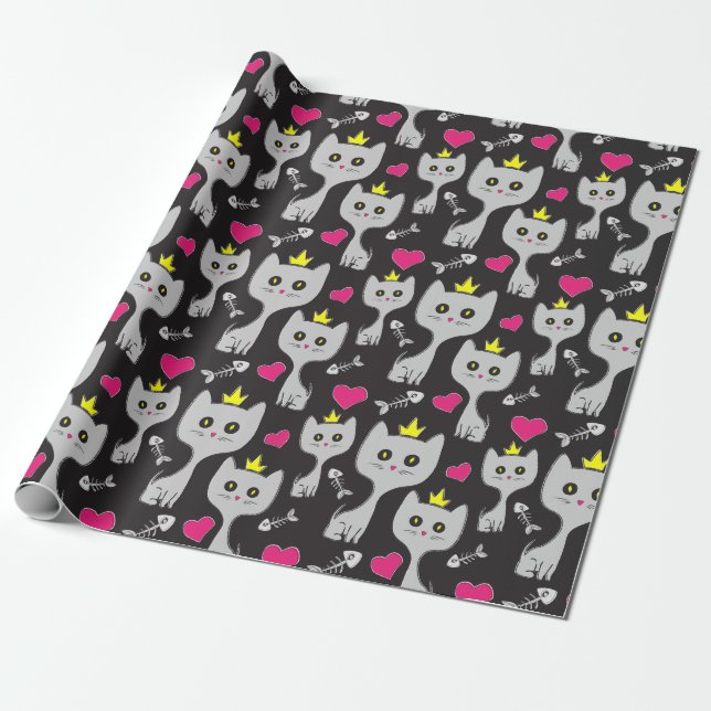 Queen Cat Pattern  Wrapping Paper (Unrolled)