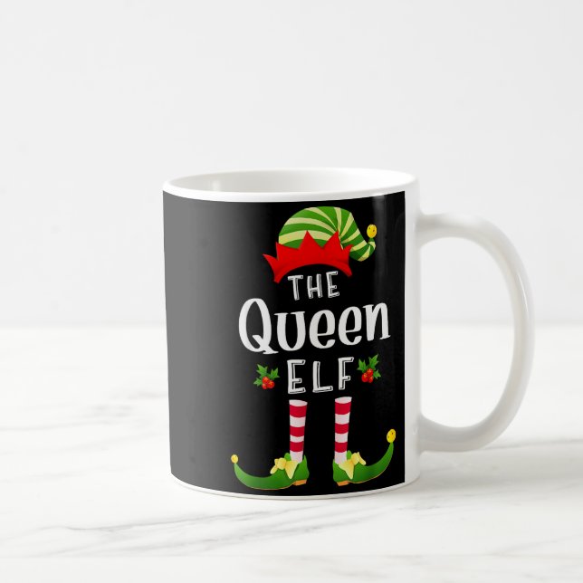 Queen Christmas Elf Matching Pajama X-mas Party  Coffee Mug (Right)
