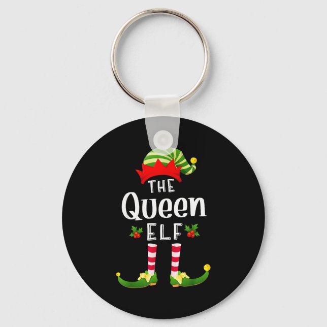 Queen Christmas Elf Matching Pajama X-mas Party  Key Ring (Front)