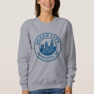 Queen City Charlotte NC Seal – Modern Skyline Circ Sweatshirt