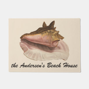 Queen Conch Shell Seashell, Vintage Marine Life Doormat