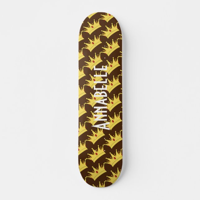 Queen Crown Gold Black Skateboard (Front)