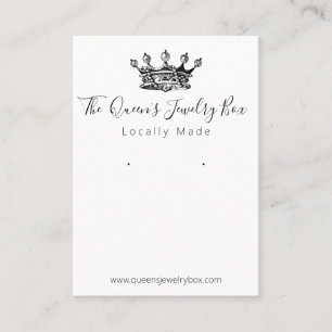 Queen Crown Handmade Jewellery Earring Display Business Card