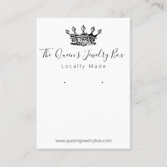 Queen Crown Handmade Jewellery Earring Display Business Card (Front)