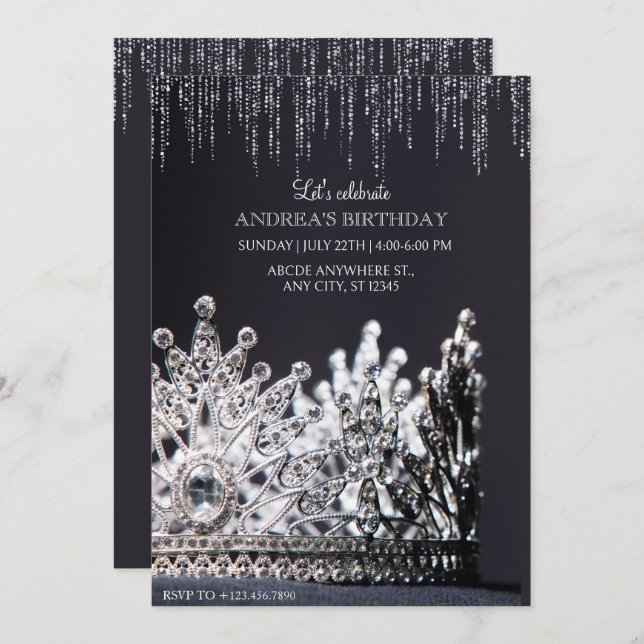 Queen Crown  Invitation (Front/Back)