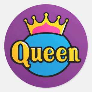 Queen Crown Round Badge Classic Round Sticker