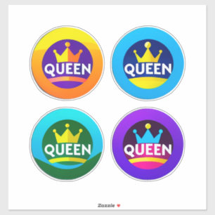 Queen Crown Round Badge Set