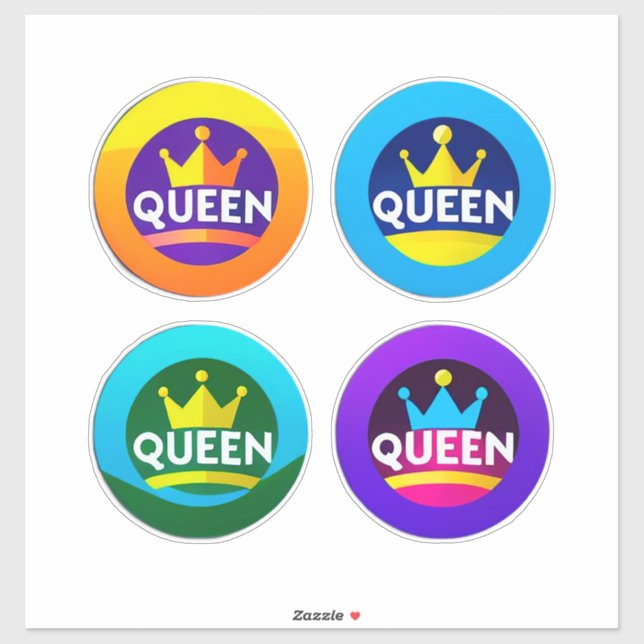 Queen Crown Round Badge Set (Sheet)