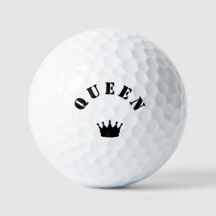 QUEEN Crown Script Graphic Modern Royal Look Golf Balls