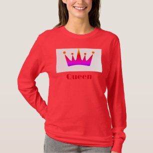 Queen Custom Text Crown Image Deep Red Long Sleeve T-Shirt