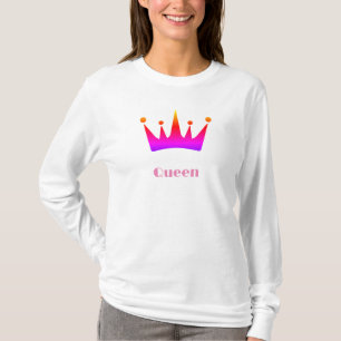 Queen Custom Text Crown Image White Long Sleeve T-Shirt