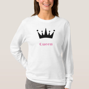 Queen Custom Text Crown Image White Long Sleeve T-Shirt