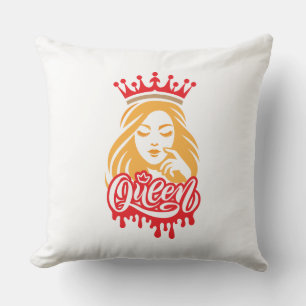 Queen Design – Elegant Royal Crown Typography for Cushion