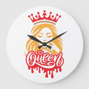 Queen Design – Elegant Royal Crown Typography for  Large Clock