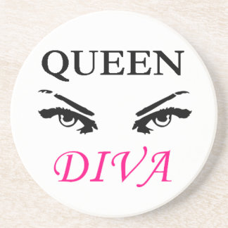 Queen Diva black & pink logo with feminine eyes Coaster