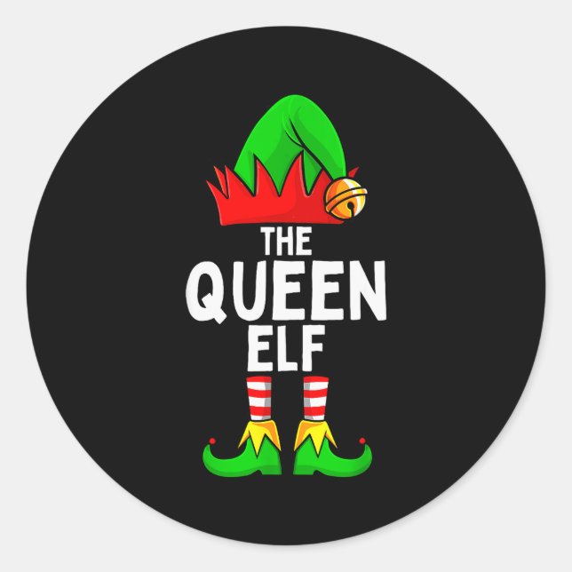 Queen Elf Matching Family Christmas Women  Classic Round Sticker (Front)