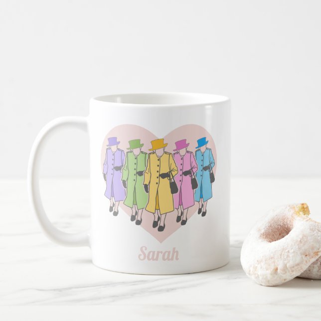 Queen Elisabeth II United Kingdom Queen Of Hearts Coffee Mug (With Donut)